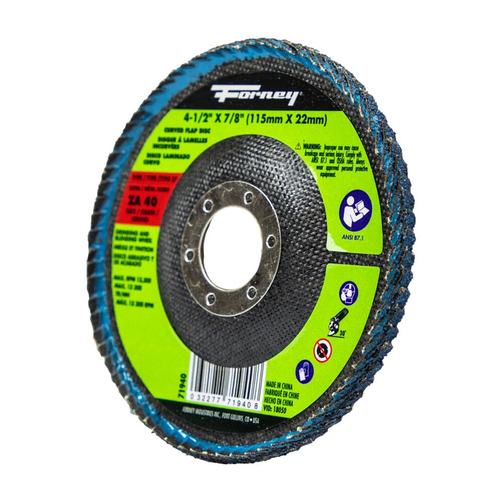 Curved Edge Flap Disc, 4-1/2 in x 7/8 in, 40 Grit